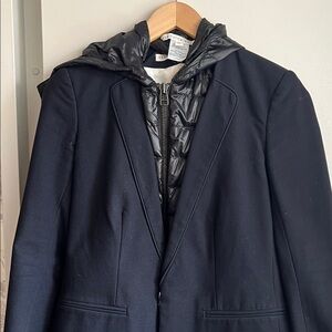 Veronica Beard Hooded Wool-Blend Coat with Quilted Insert Dickie